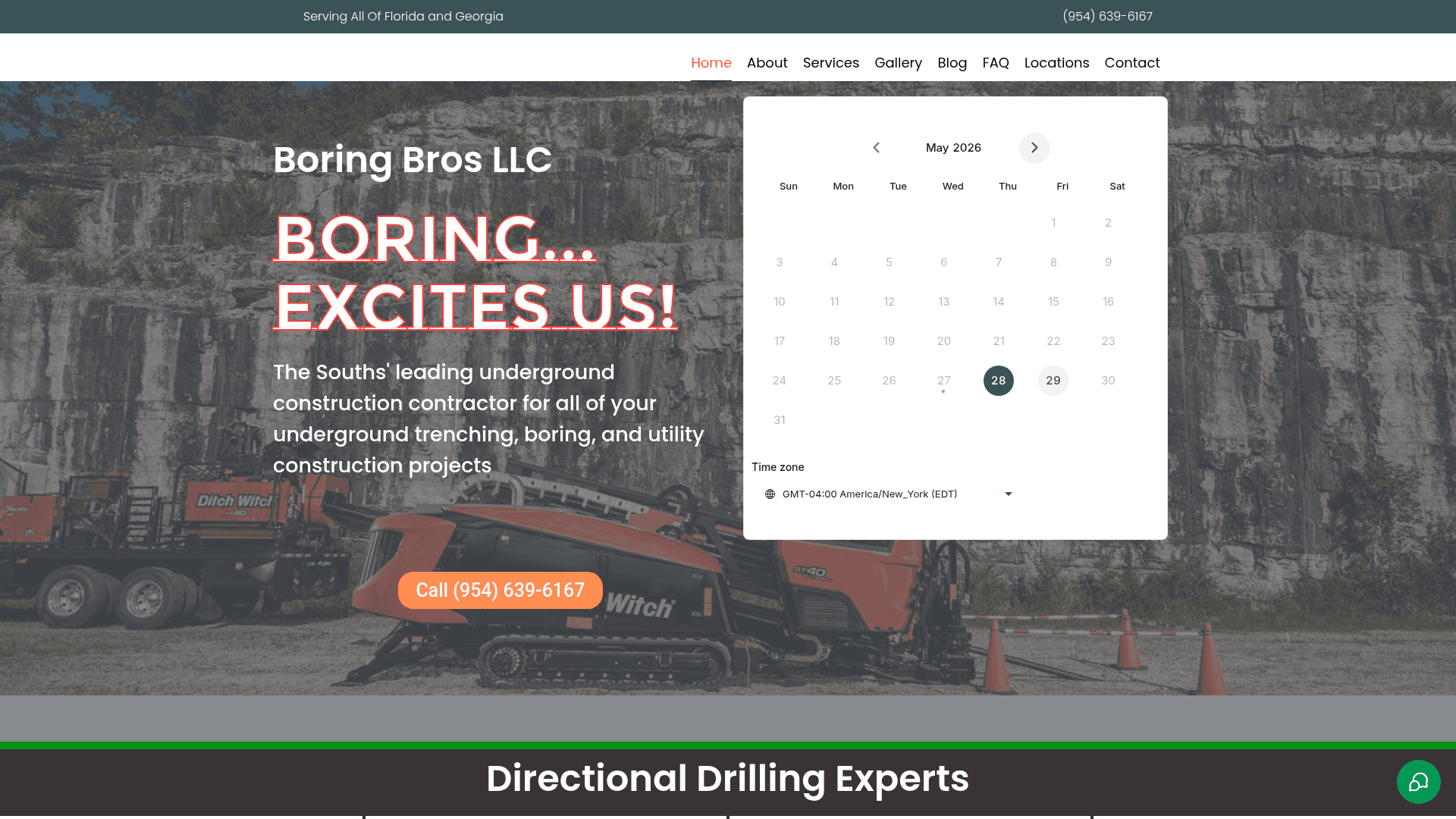 Boring Bro underground utility services homepage built by Own The Climb