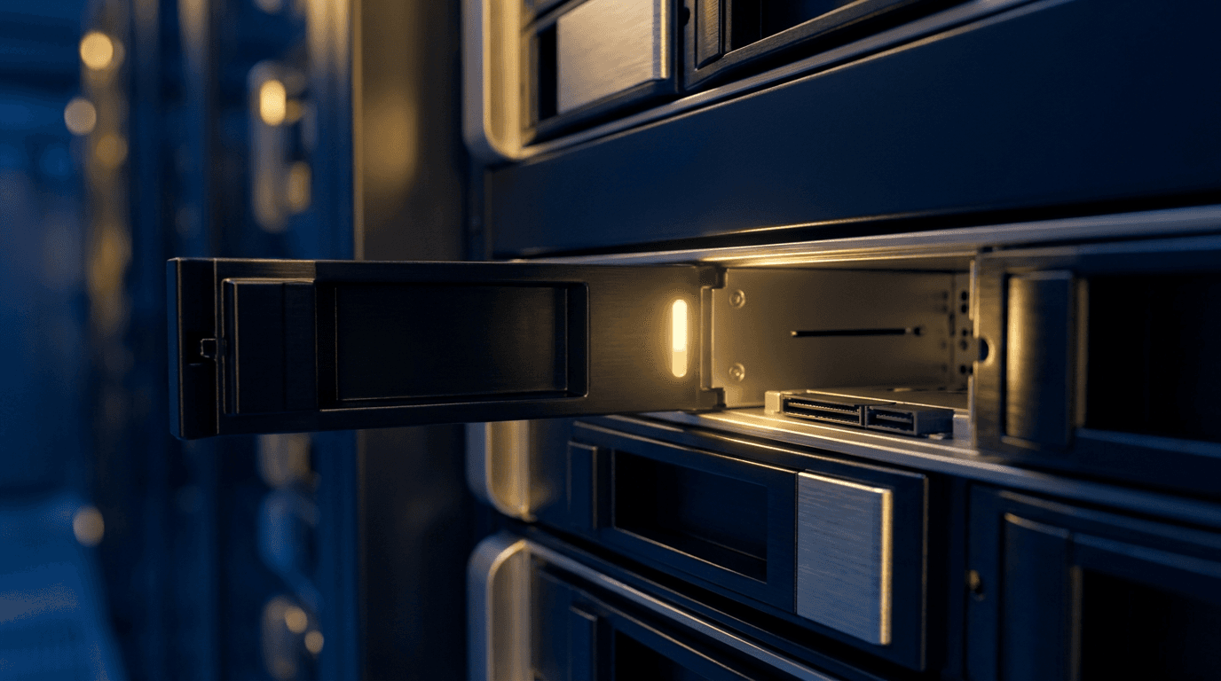 An empty server drive bay