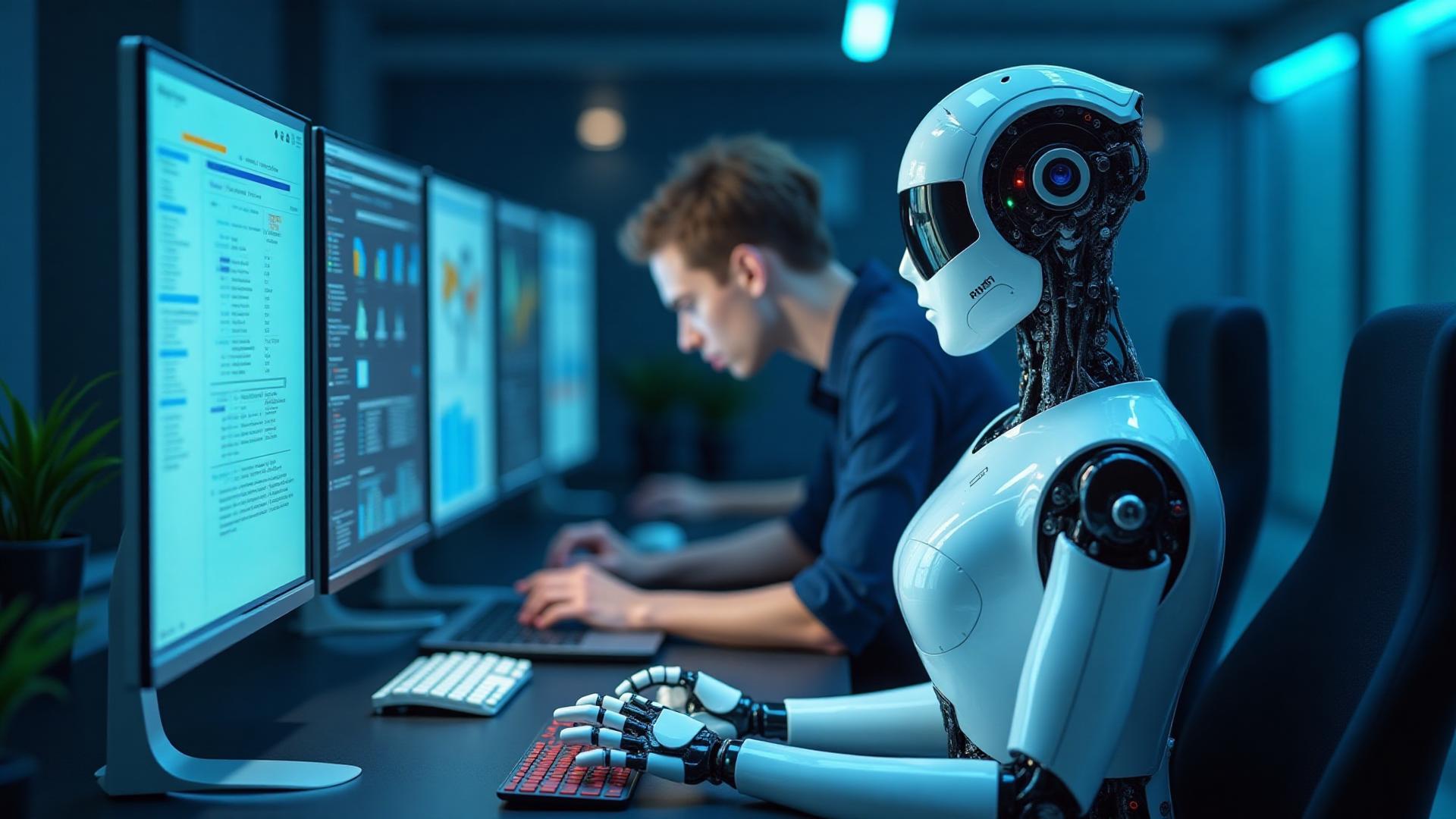 AI robots assisting in professional business environment