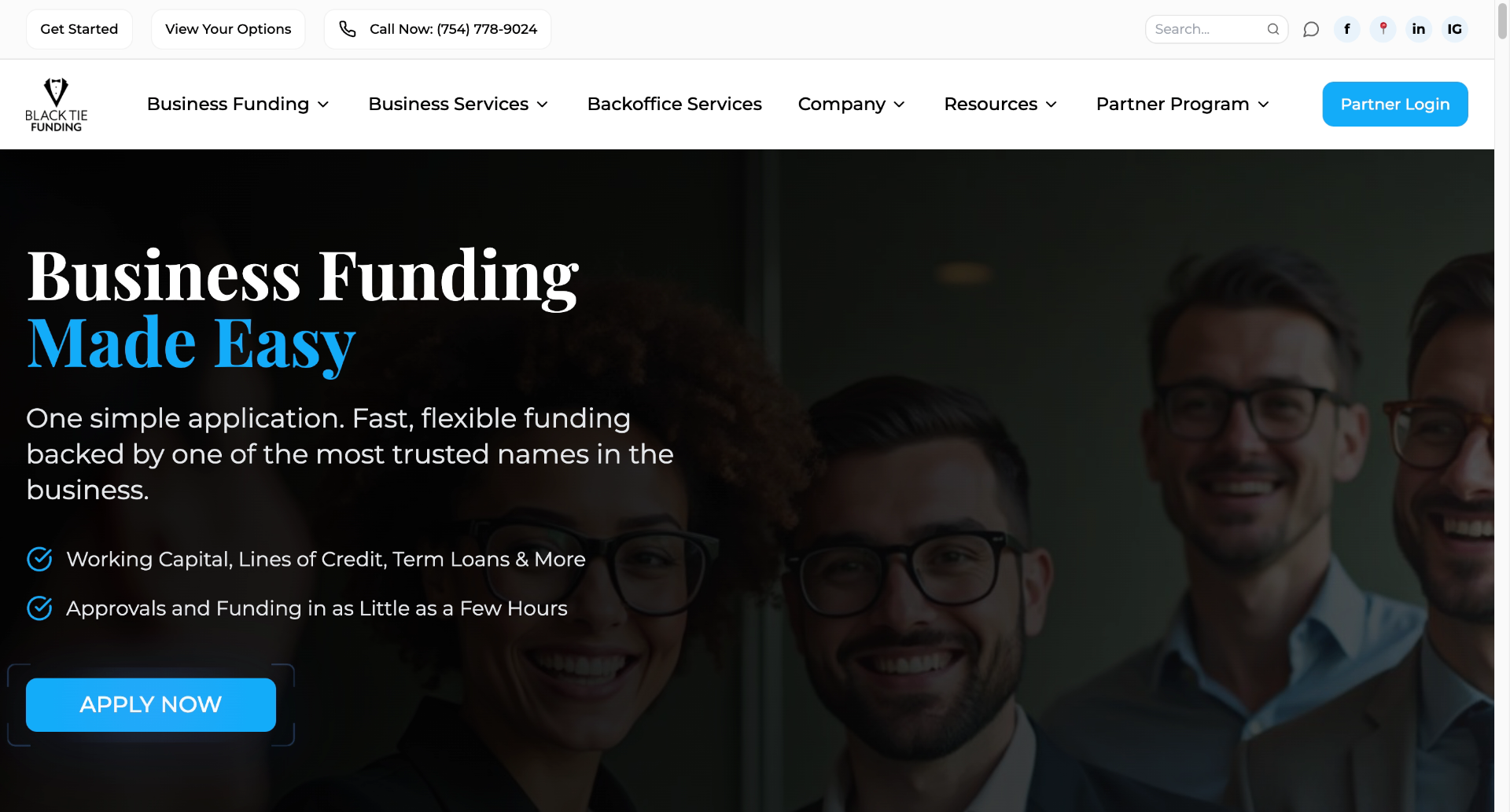 Black Tie Funding Platform project screenshot