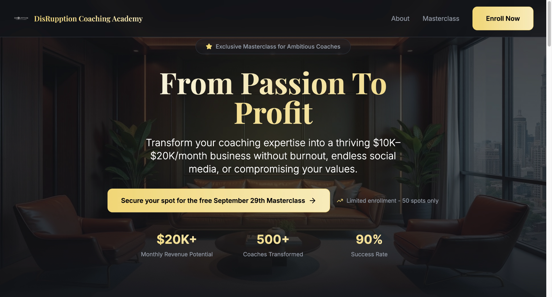 DisRupption Coaching Academy project screenshot