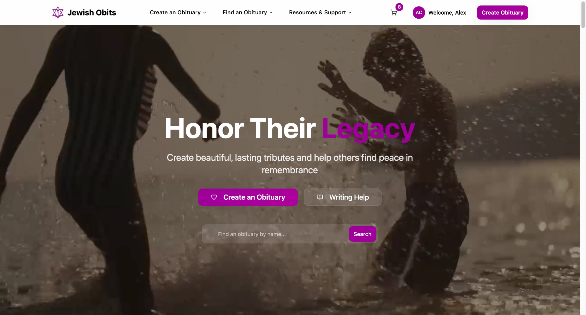 Jewish Obituary Platform project screenshot