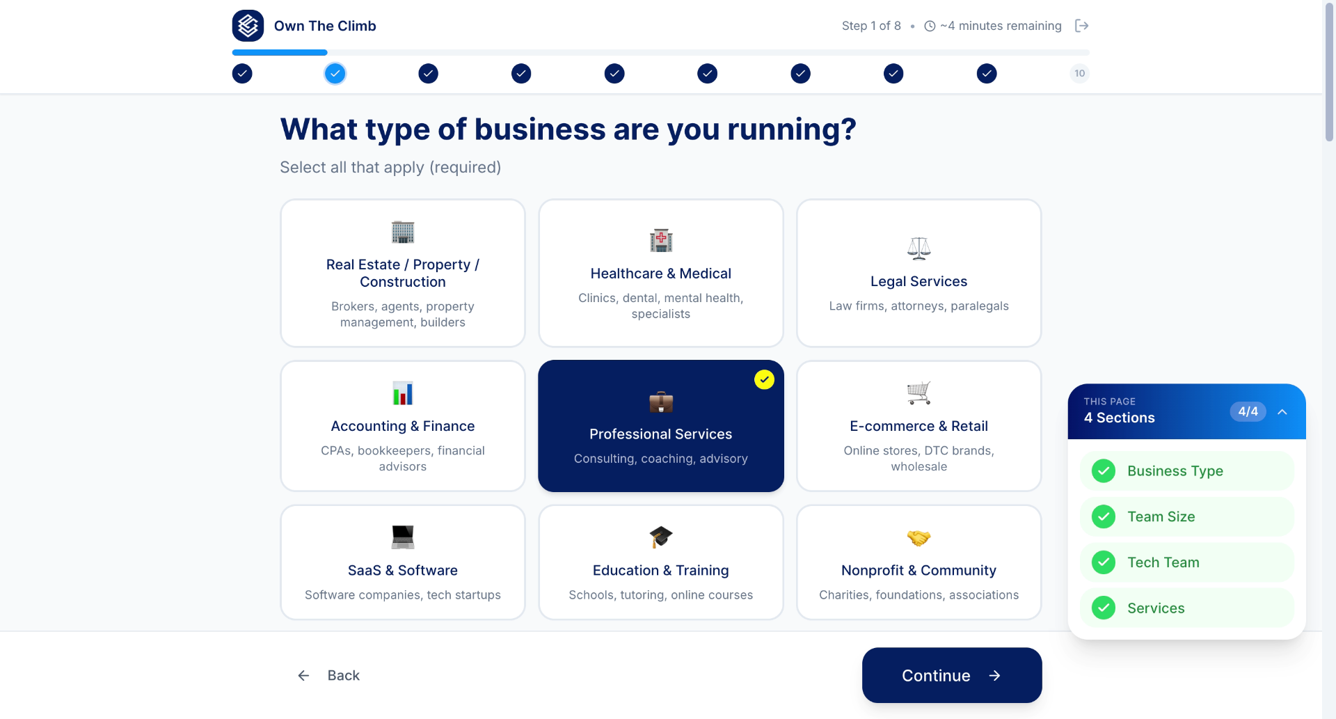 Own The Climb Client Portal project screenshot