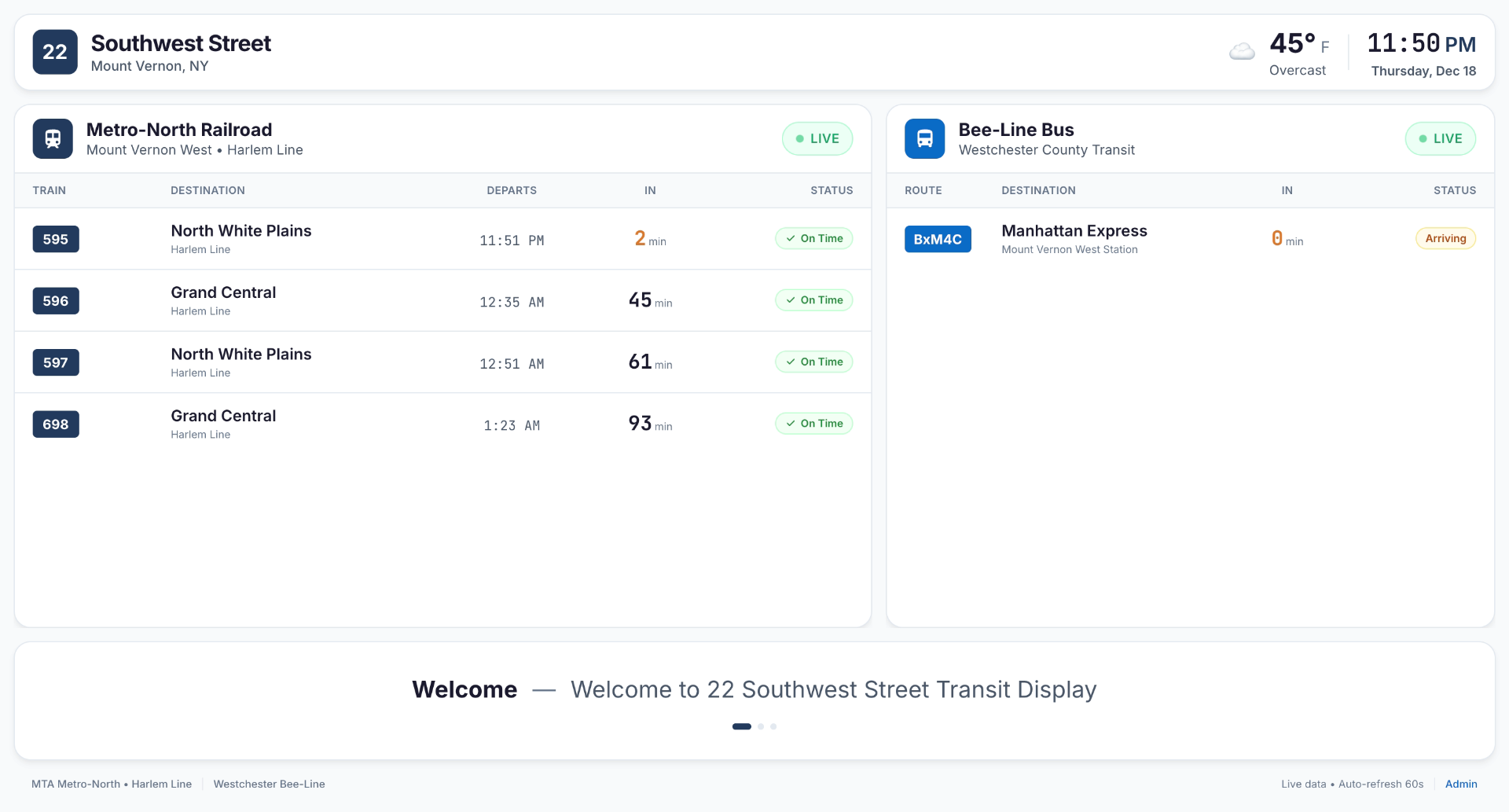 Transit Intelligence Display project screenshot